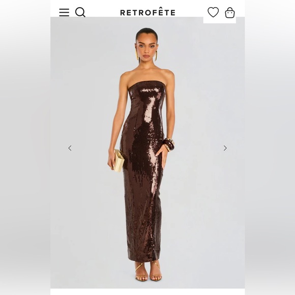 Retrofete Dresses & Skirts - Retrofete Ember Sequin Gown Chocolate Brown